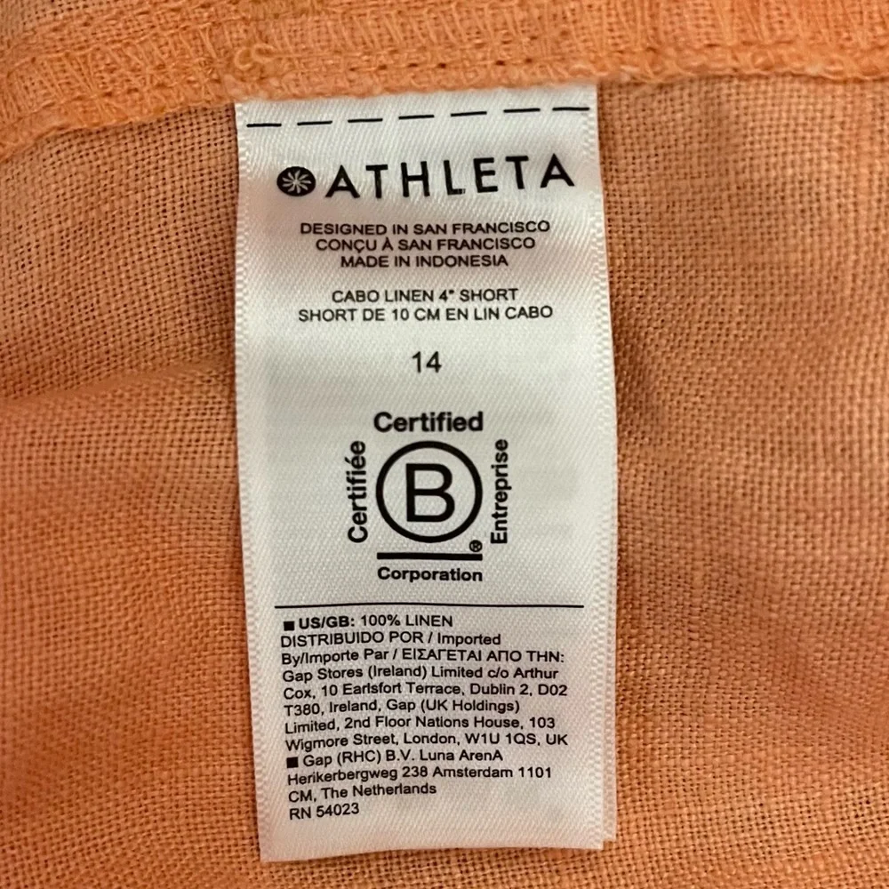NWT Athleta Cabo 4" Linen Drawstring Shorts Cactus Peach 14 - Picture 9 of 11